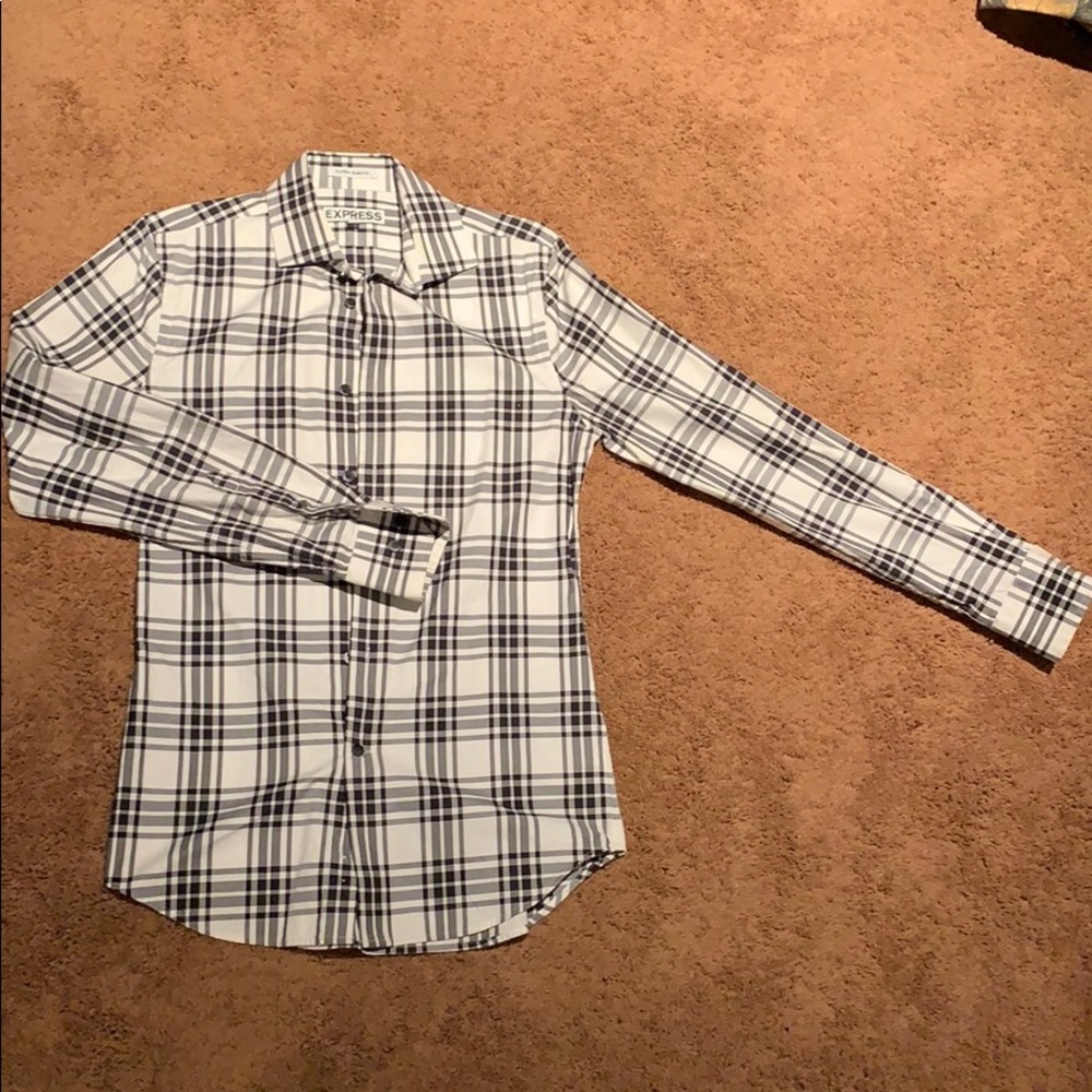 Express plaid black and white shirt